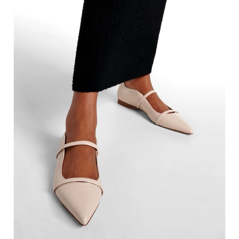 Malone Souliers • Maureen Leather Ballet Flat pink croc embossed leather strappy - Picture 3 of 13